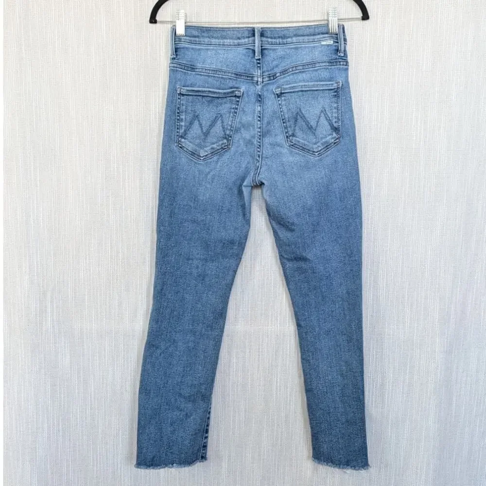 Mother Insider Crop Step Fray Jeans Womens 27 Out of the Blue Denim Bootcut
